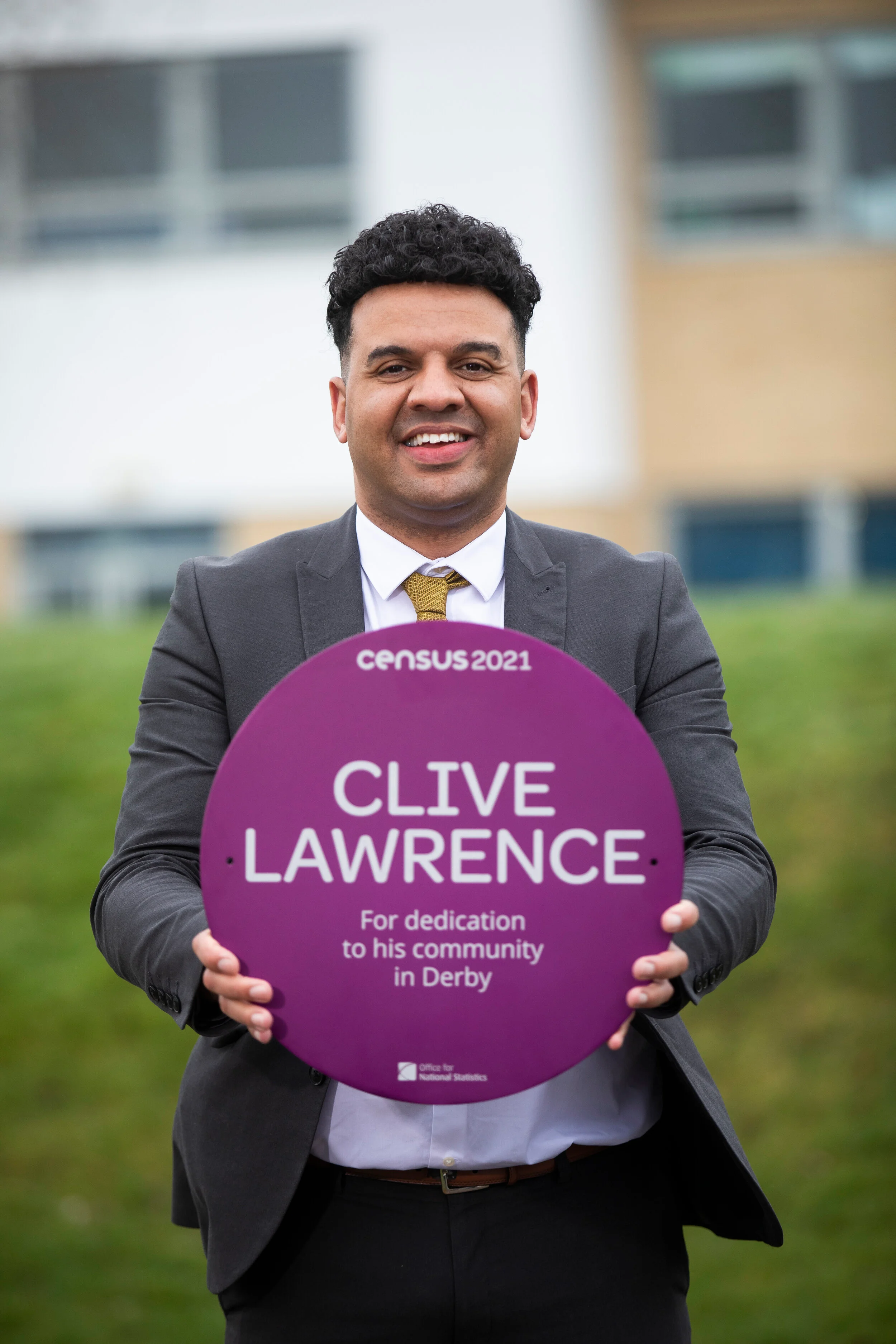 Clive Lawrence - a former Merrill Academy pupil - was given a Census 2021 purple plaque for services to the community of Derby