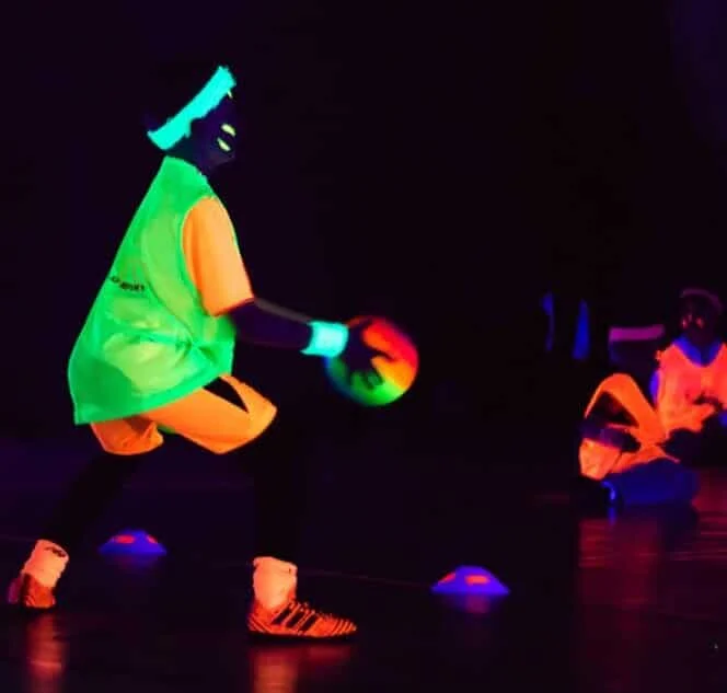 Children taking part in one of the Glow In The Dark sessions provided by Progressive Sport Derbyshire and Nottinghamshire.