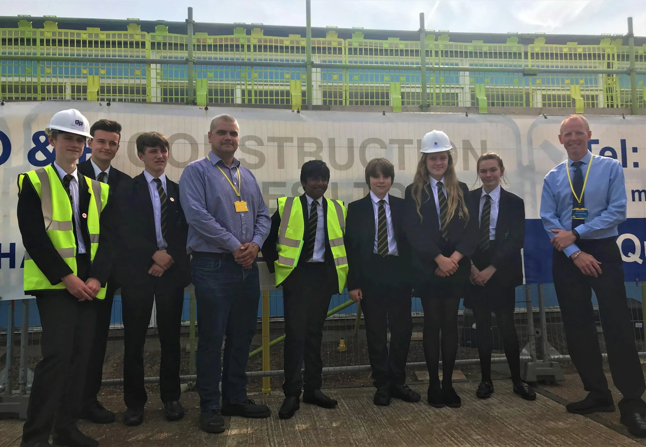 Pupils from Swinton Academy - along with representatives from Rotherham-based OP Construction. Penguin PR: public relations, media and communications