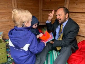 Headteacher Paul Burrows in the new playground