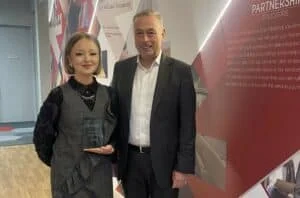 Award-winning Sophie Shapcott, a marketing and business development executive at Smith Partnership with Kevin McGrath, the firm’s managing partner.