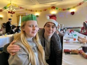 Young care leavers at the Christmas party it Burton