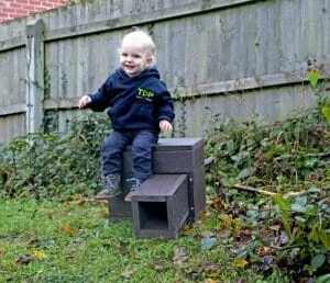 Freddie Smith with a TDP hedgehog house