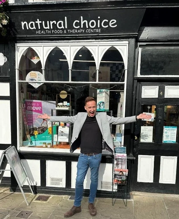 Jason Wootton outside Natural Choice in Knaresborough