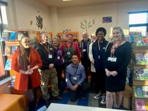 Tim Taylor, Murray Park’s aspirations careers employability coordinator, (centre) with employers who attended the event