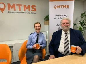 Kerstie Wright, air regional employer engagement officer for the East Midlands for the Royal Air Force, meeting with Malcolm Prentice, MTMS group chairman