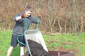 The TDP raised bed being filled with soil