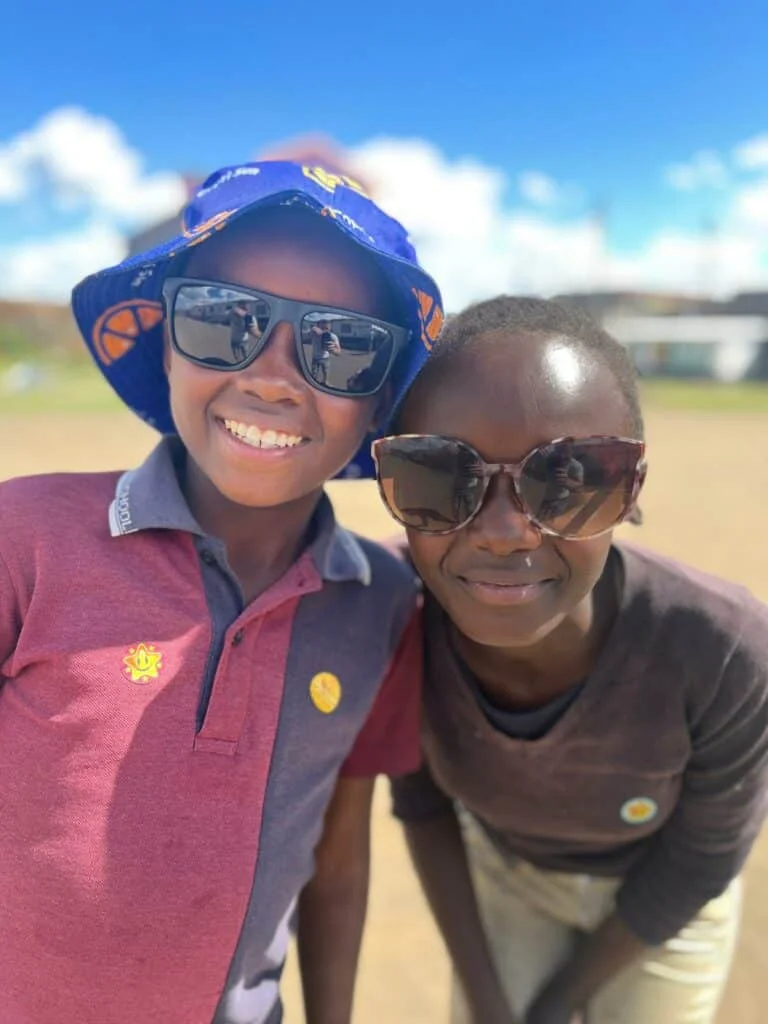 Kenyan schoolchildren Elvis and Britney, who Sammi and Lupita Allen are looking forward to seeing when they return to Kenya with Derby County Community Trust.