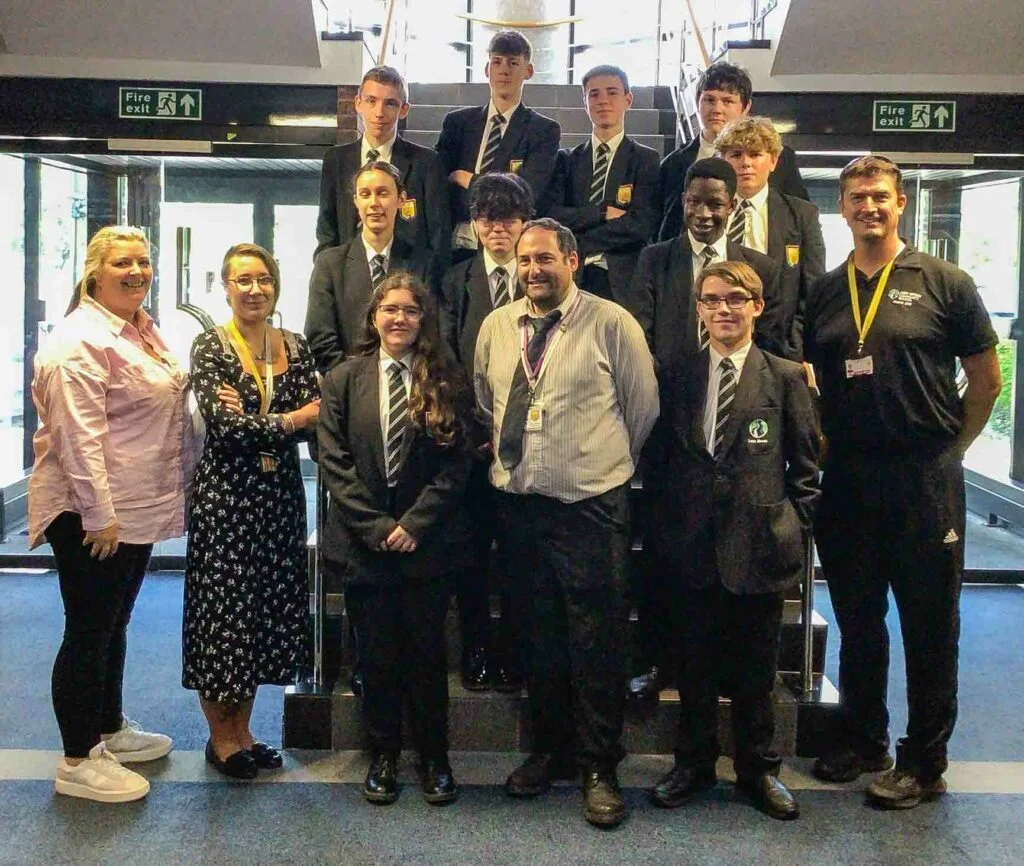 Students and staff from Lees Brook Academy during a visit to Barron McCann