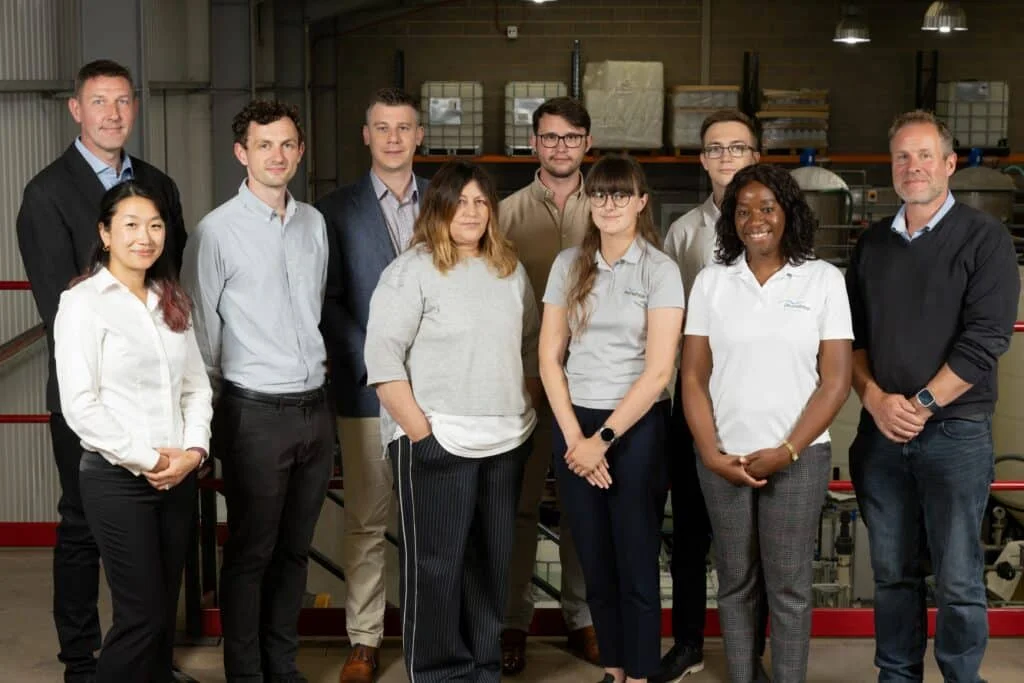 Staff at Nottingham chemical manufacturing company Promethean Particles, which has received £8m funding to help it increase production of MOFs, which are advanced materials that are being tipped as an effective solution to help industries tackle climate change.