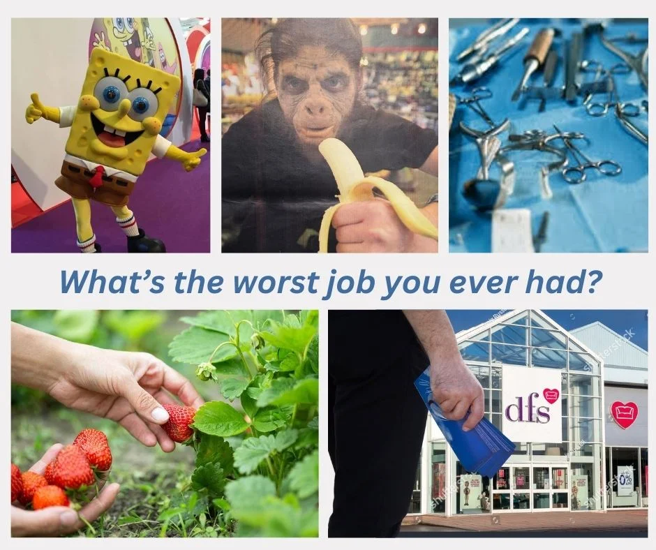 From strawberry picking to pretending to be an ape, Penguin PR's writers recall the bad jobs they'd rather forget.