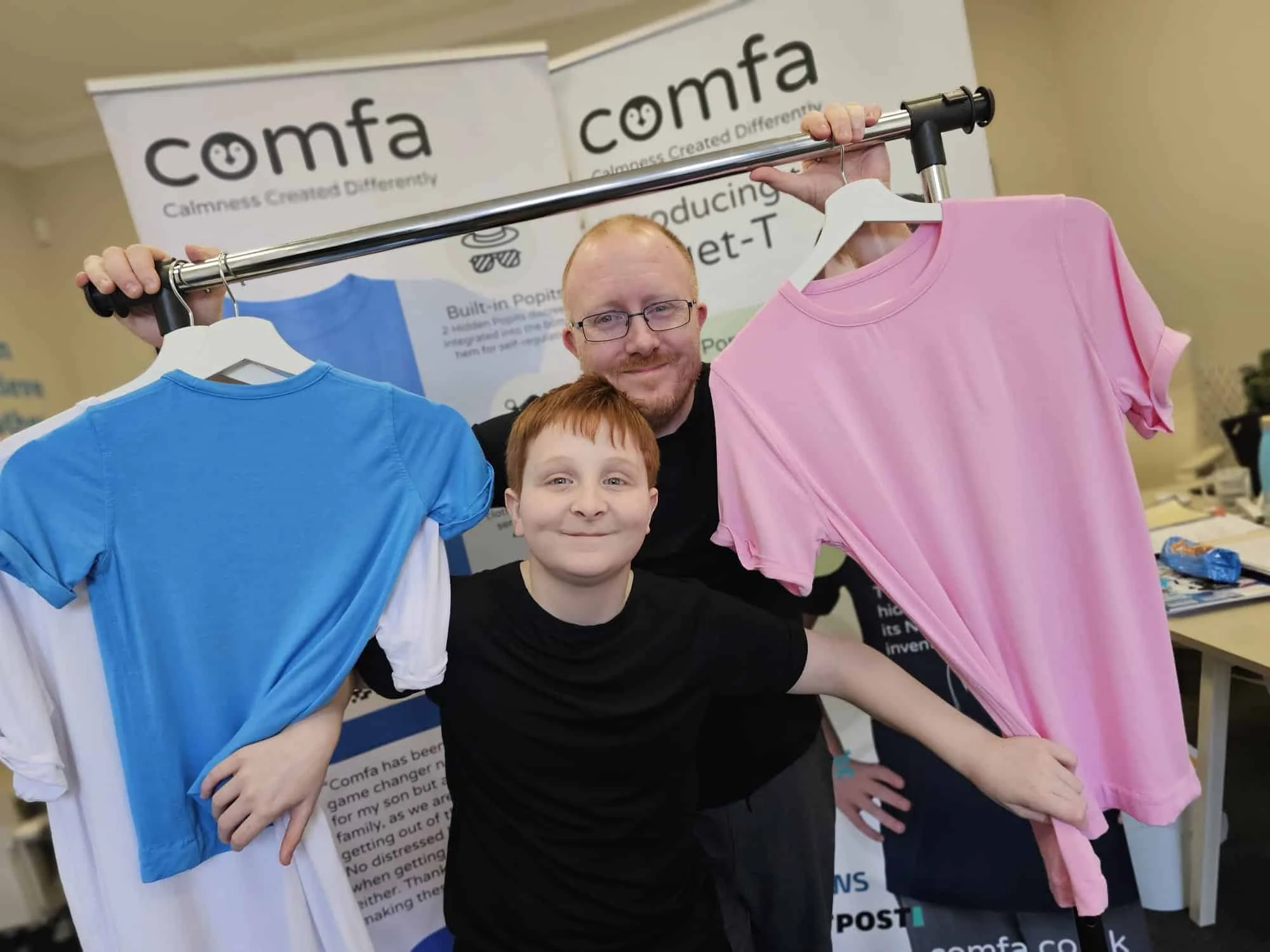 Max and his dad, co-founders of the Fidget-T