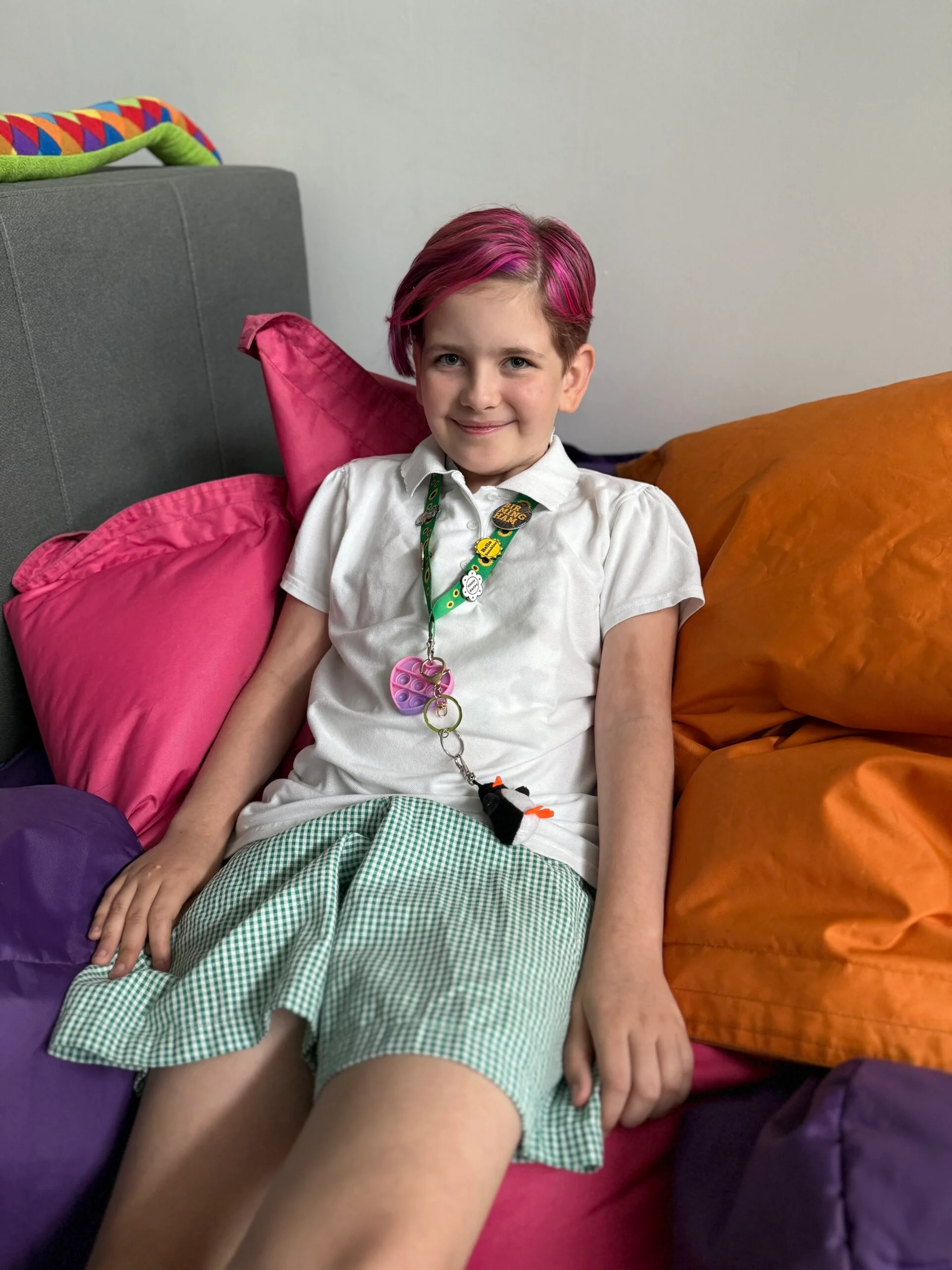 Mara, nine, at Oakwood Junior School where she has been fundraising for a charity which has supported her